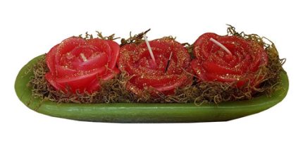 Kit 3 Velas Em Formato De Rosas Com Vasinho -vela Decorativa