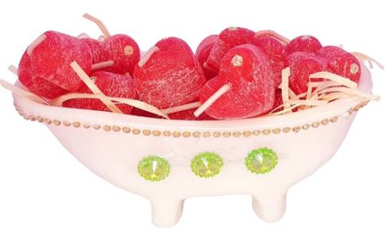 Kit Velas Decorativas Em Formato De Coração Com Banheira