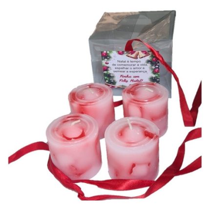 Vela Decorativa Kit De Natal - Rosa