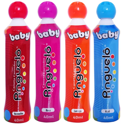 Kit 4 Canetas Carimbo Infantil Bingo Marcador Pinguelô 40ml